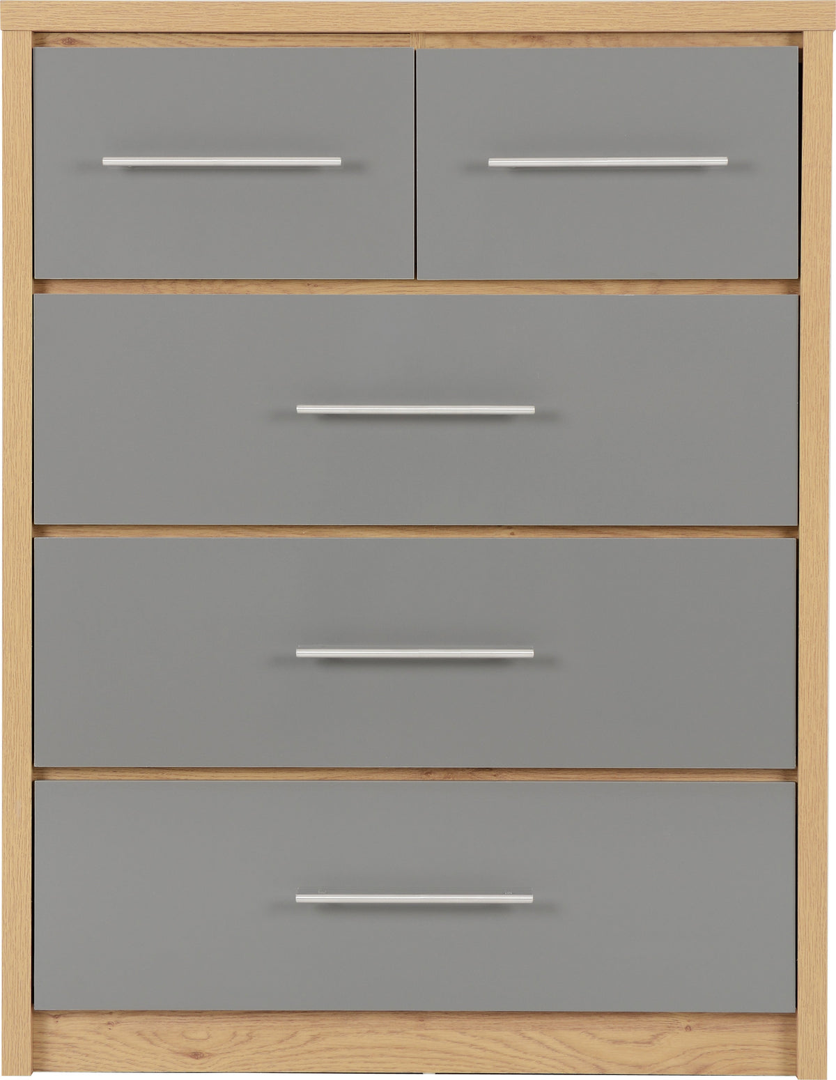 Seville 3+2 Drawer Chest - Grey Gloss/Light Oak Effect Veneer - view 7