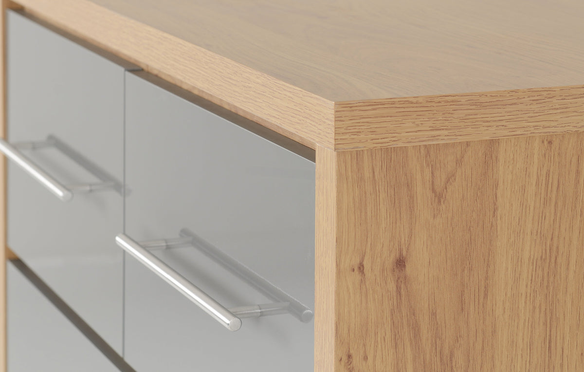 Seville 3+2 Drawer Chest - Grey Gloss/Light Oak Effect Veneer - view 4