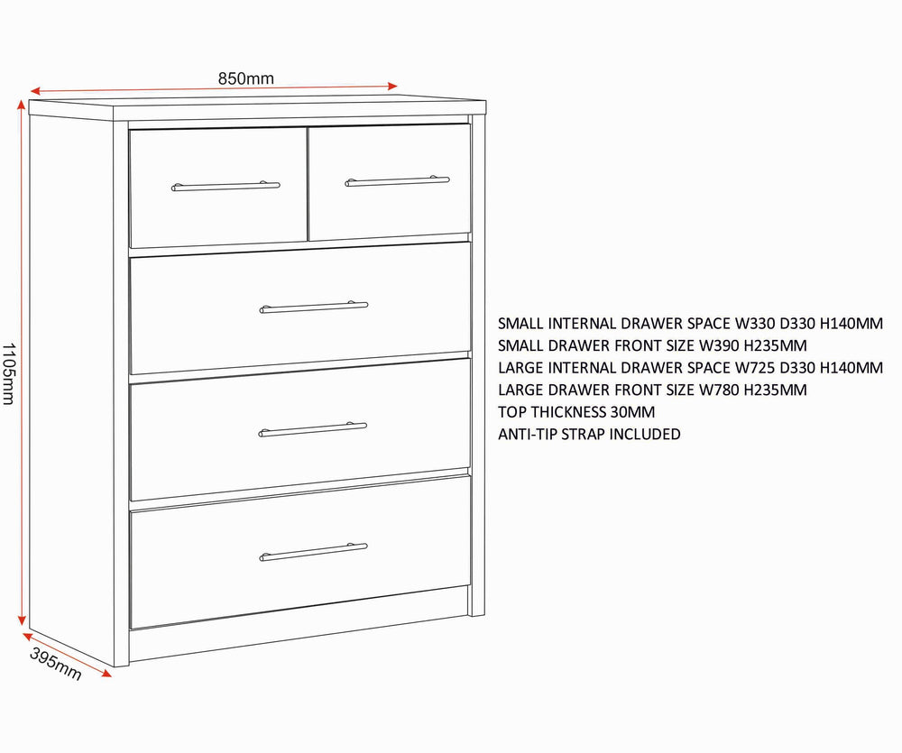 Seville 3+2 Drawer Chest