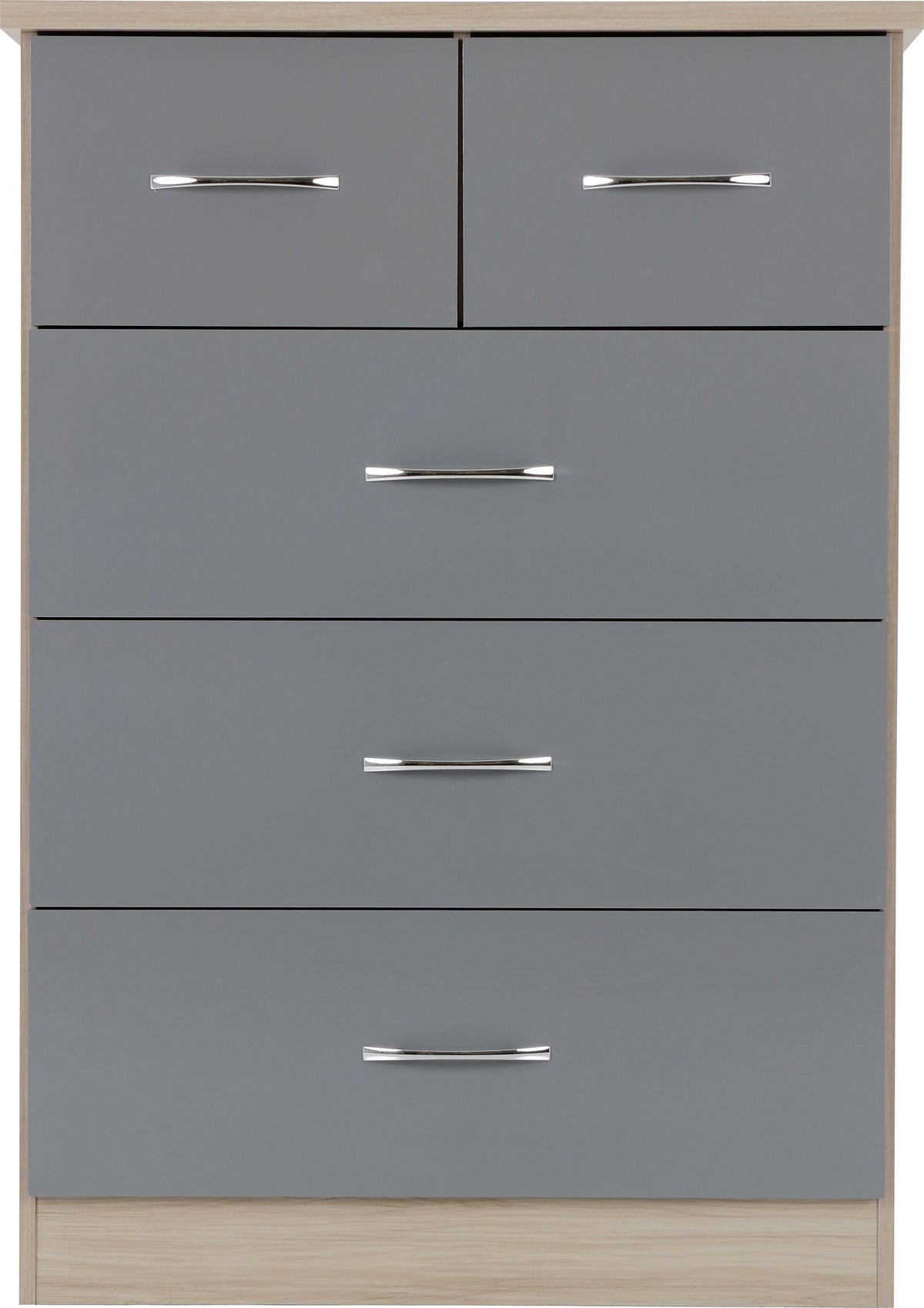 Nevada 3+2 Drawer Chest - Grey Gloss/Light Oak Effect Veneer - view 8