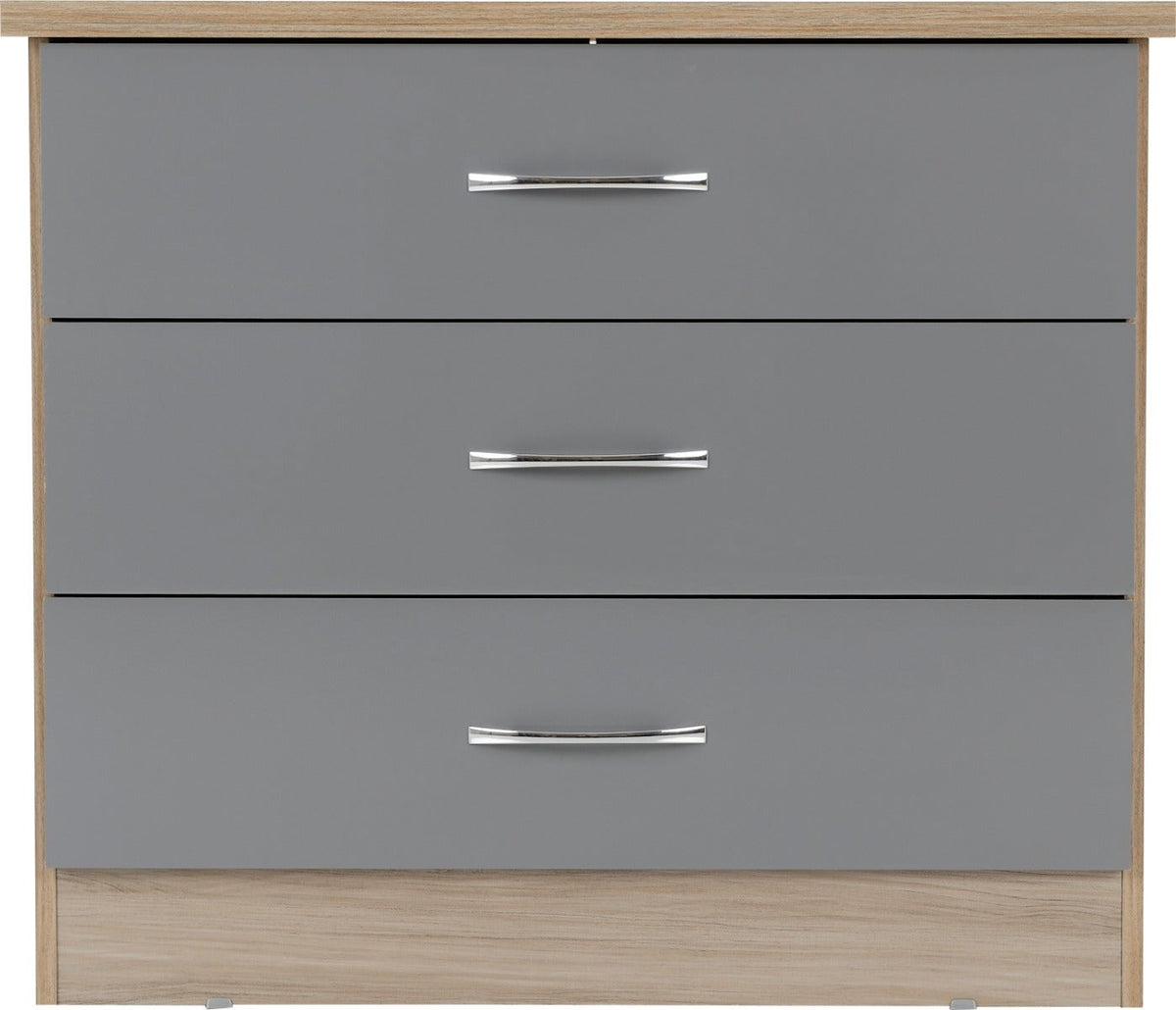 Nevada 3 Drawer Chest - Grey Gloss/Light Oak Effect Veneer - view 4
