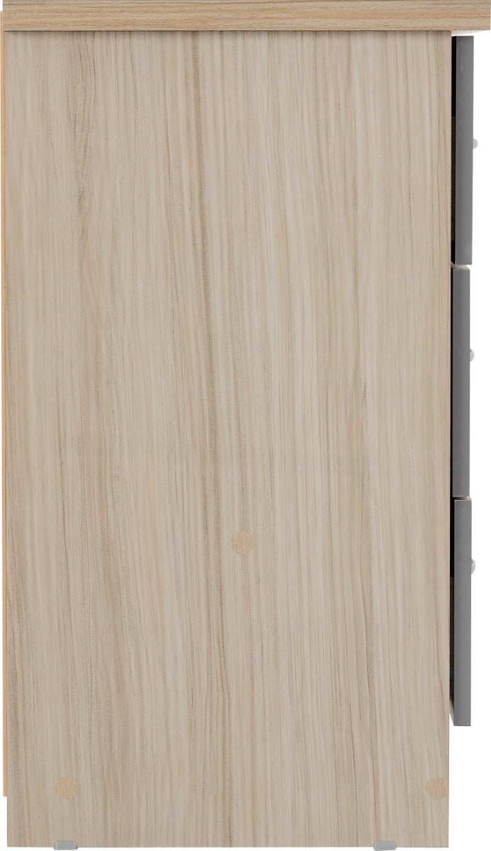 Nevada 3 Drawer Chest - Grey Gloss/Light Oak Effect Veneer - view 5