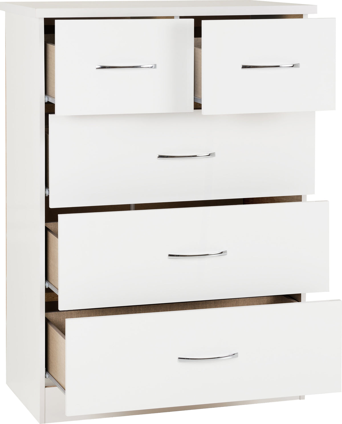 Nevada 3+2 Drawer Chest - White Gloss - view 5