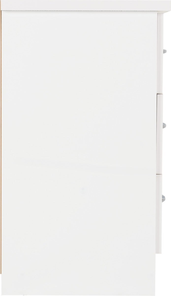 Nevada 3 Drawer Chest - White Gloss - view 5