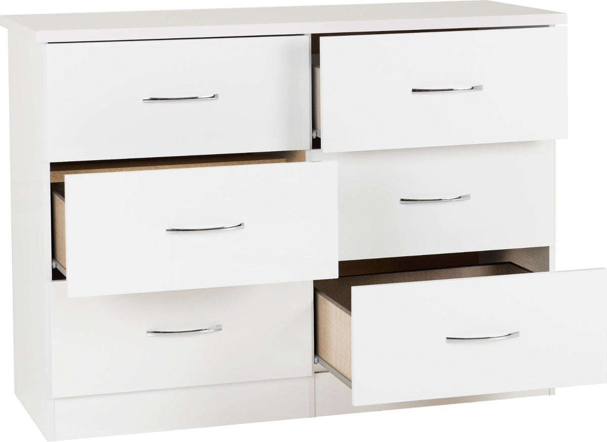 Nevada 6 Drawer Chest - White Gloss - view 3