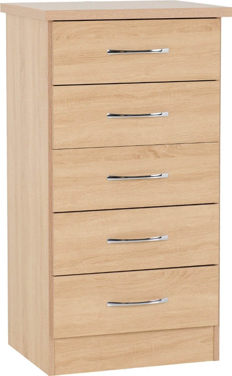 Nevada 5 Drawer Narrow Chest - Sonoma Oak Effect - view 2