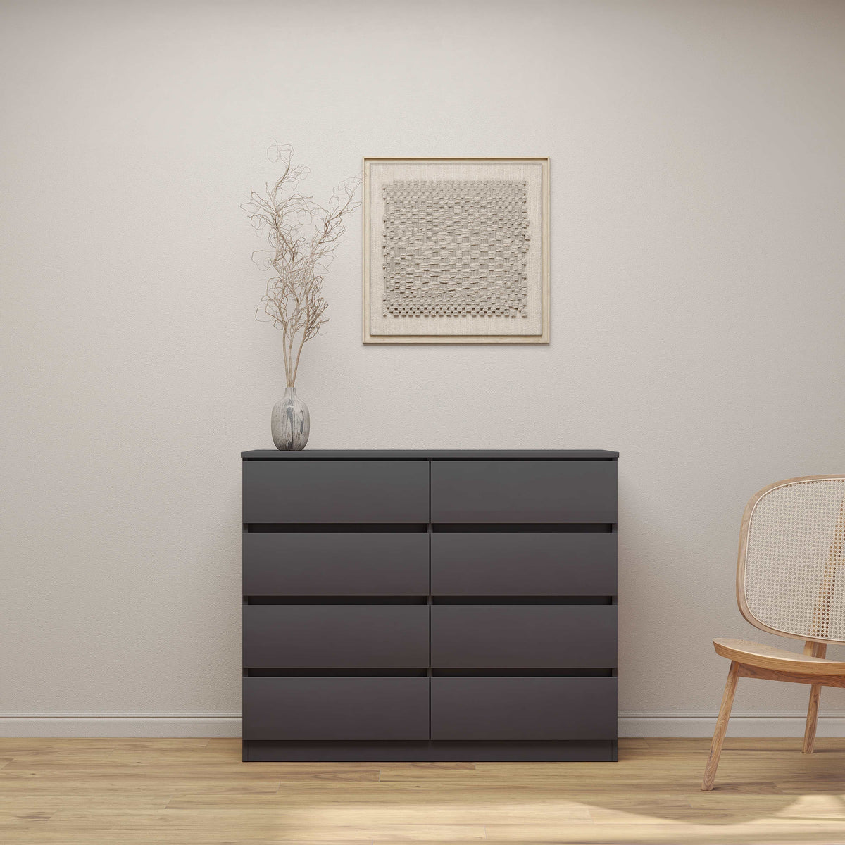 Malvern 8 Drawer Chest - Grey