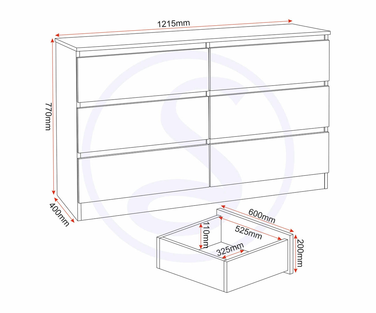 Malvern 6 Drawer Chest - Sonoma Oak Effect - view 3