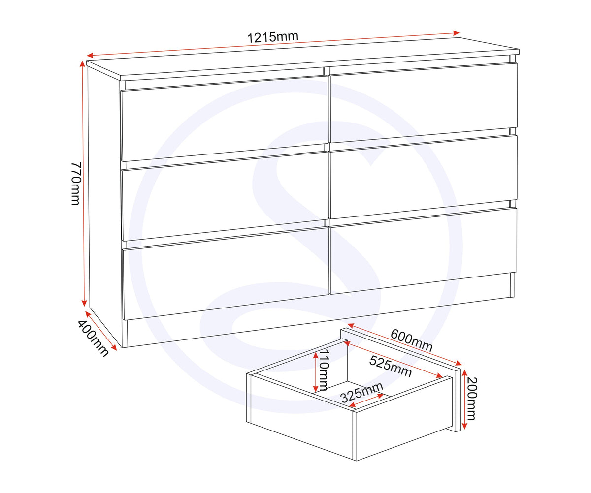 Malvern 6 Drawer Chest - Grey - view 3