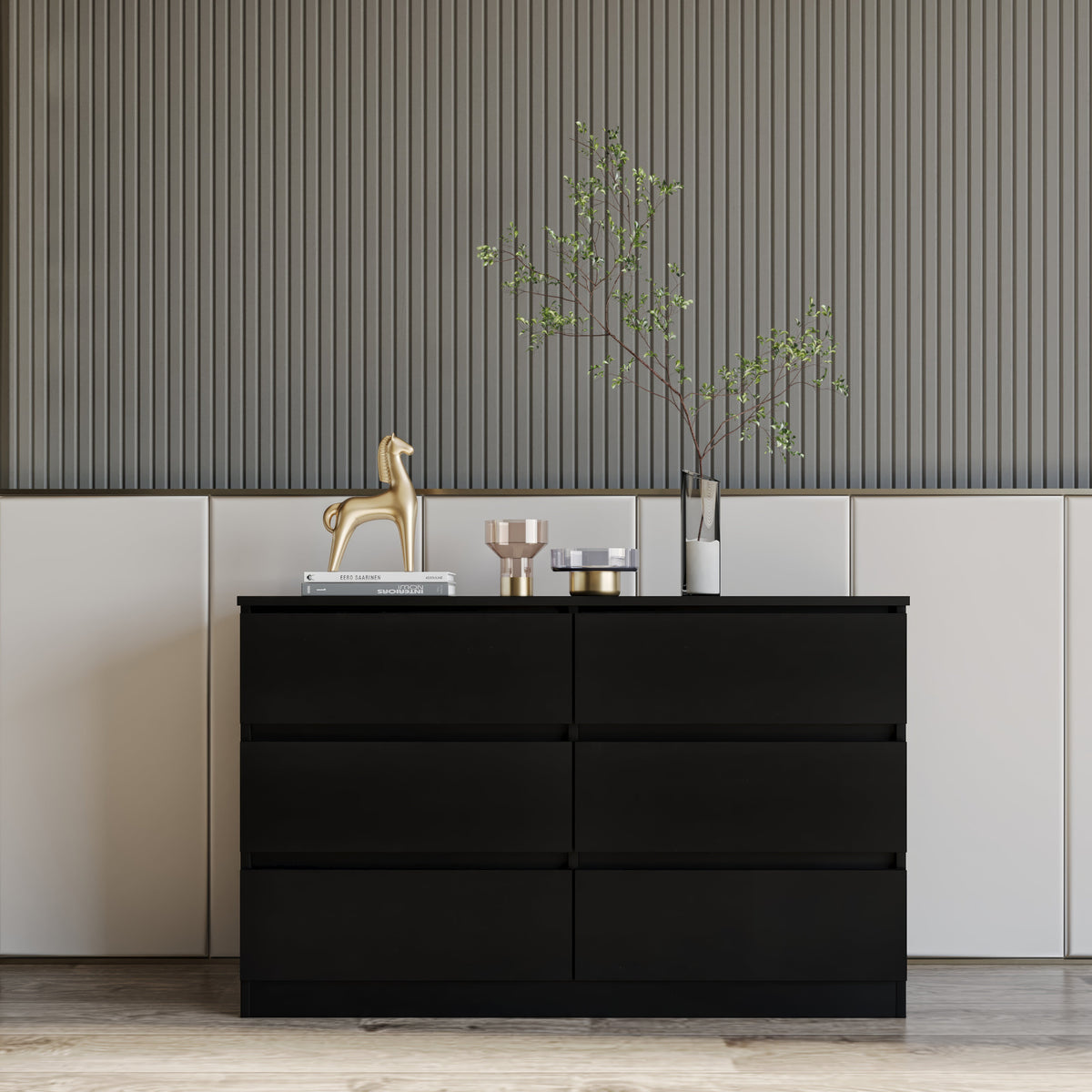 Malvern 6 Drawer Chest - Black