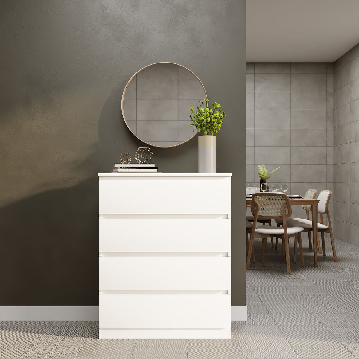 Malvern 4 Drawer Chest - White