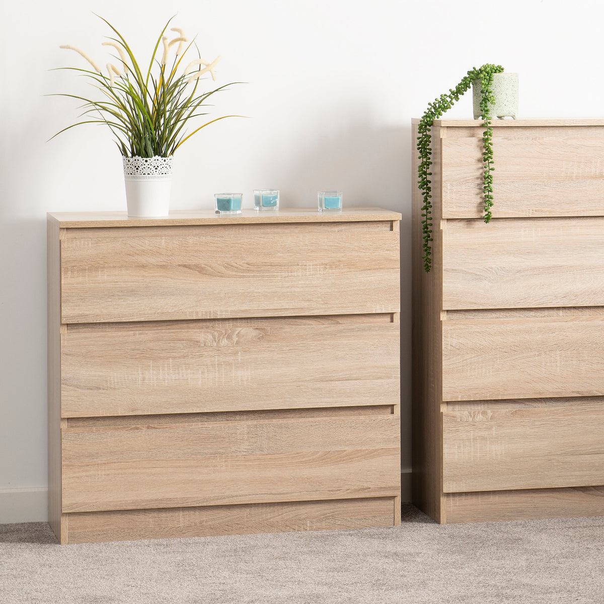 Malvern 3 Drawer Chest - Sonoma Oak Effect - view 6