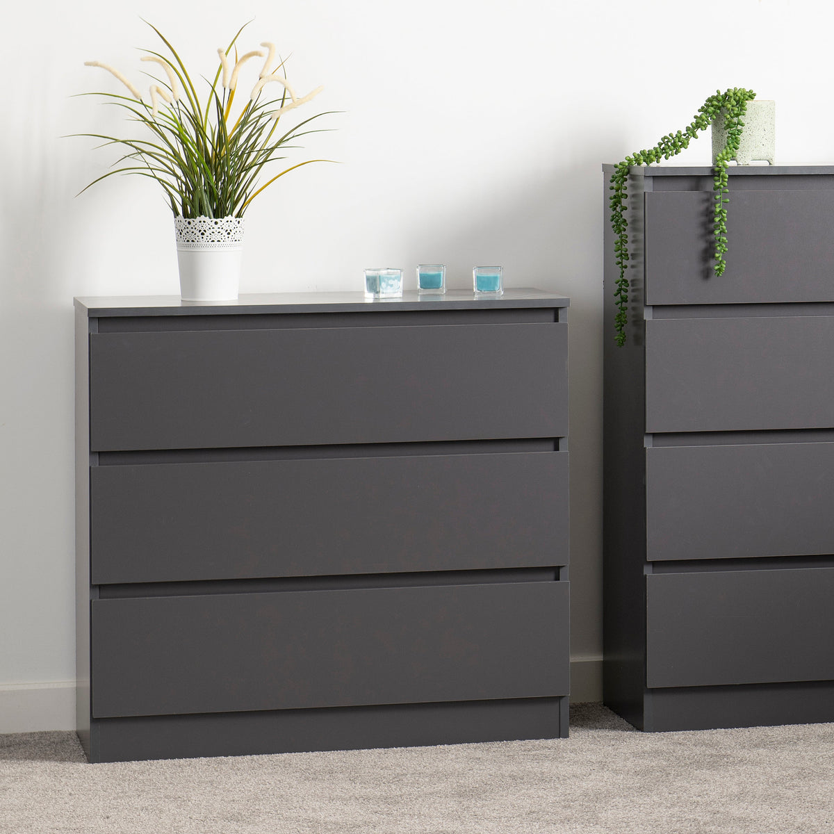 Malvern 3 Drawer Chest - Grey - view 5
