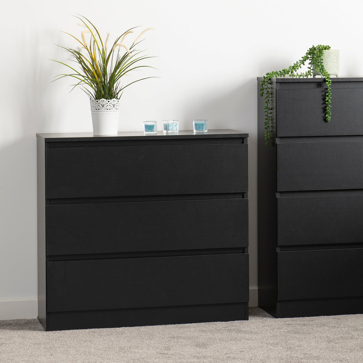 Malvern 3 Drawer Chest - Black - view 6