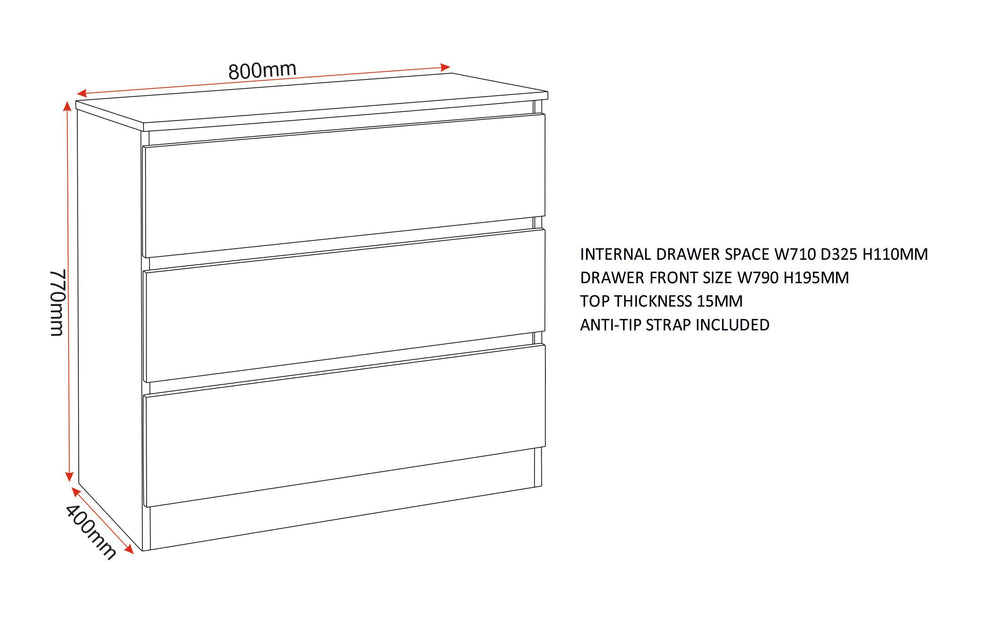 Malvern 3 Drawer Chest