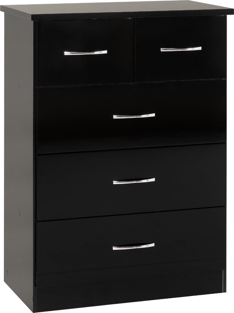 Nevada 3+2 Drawer Chest - Black Gloss - view 2