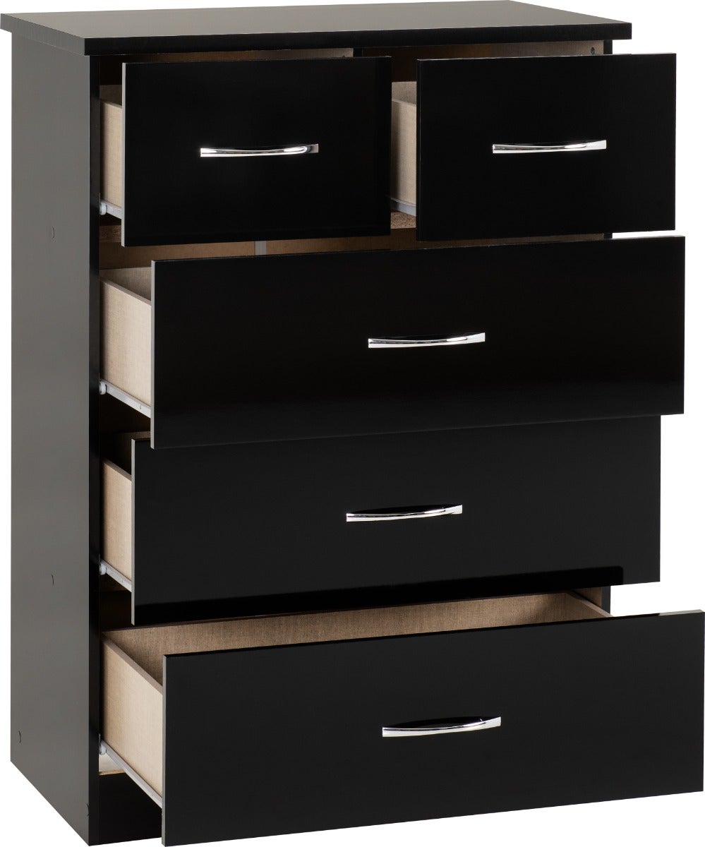 Nevada 3+2 Drawer Chest - Black Gloss - view 3