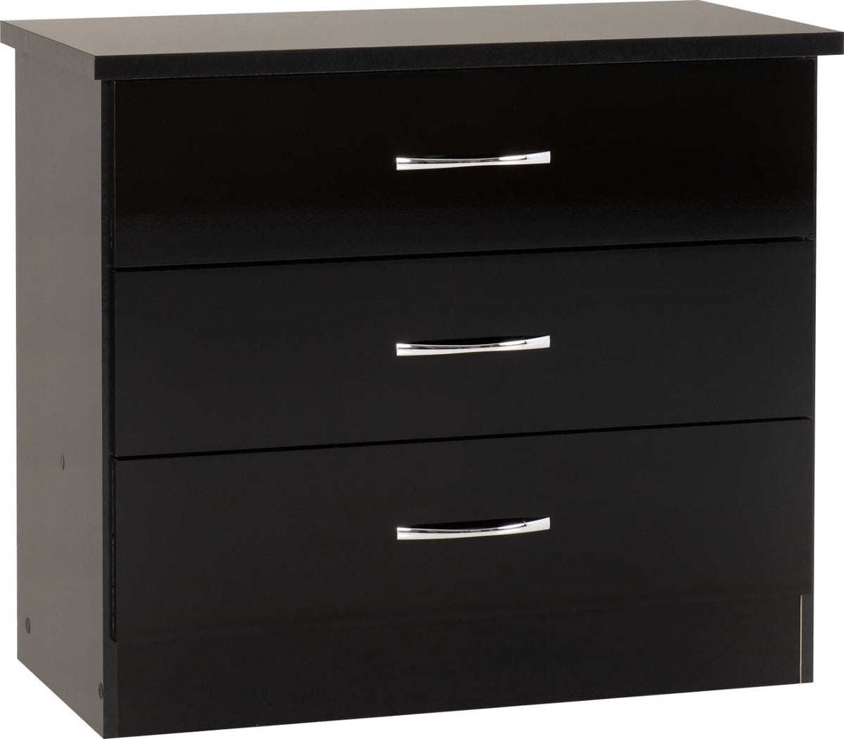 Nevada 3 Drawer Chest - Black Gloss - view 2