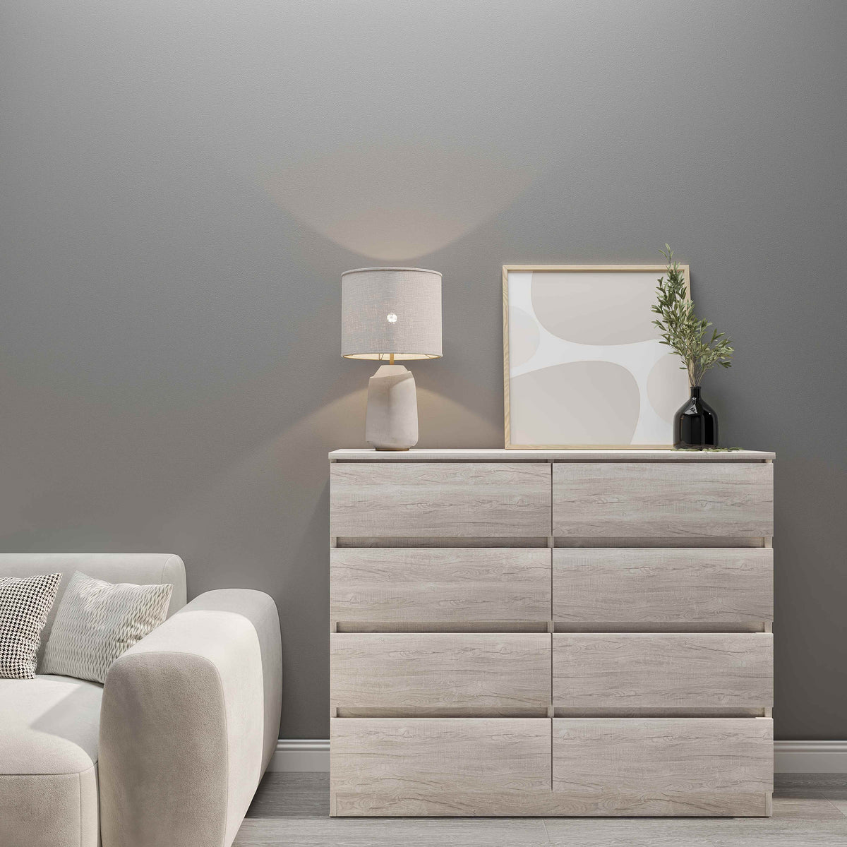 Malvern 8 Drawer Chest - Urban Snow