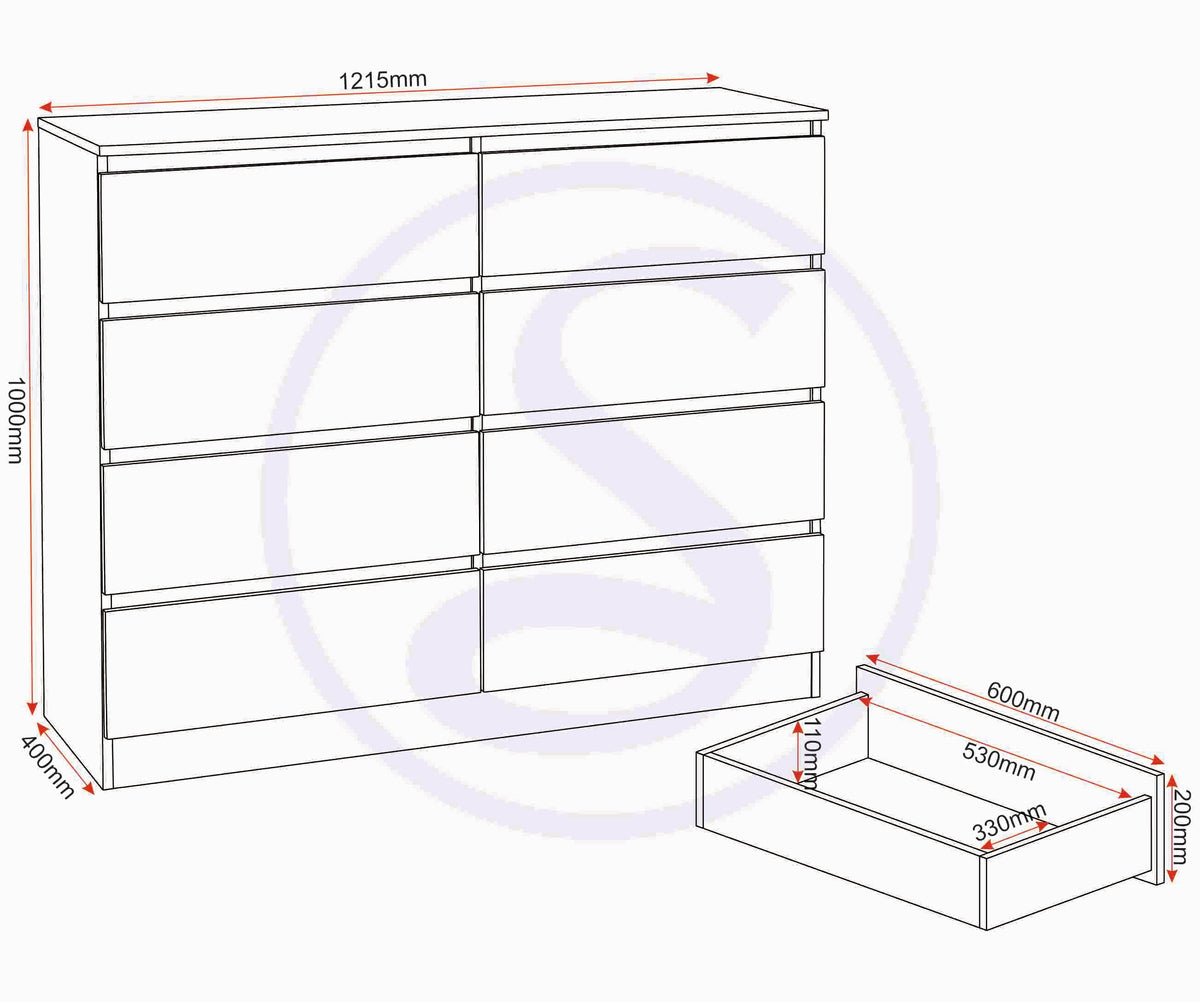 Malvern 8 Drawer Chest - Urban Snow - view 3