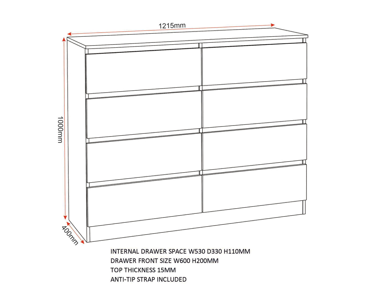 Malvern 8 Drawer Chest - Urban Snow - view 2