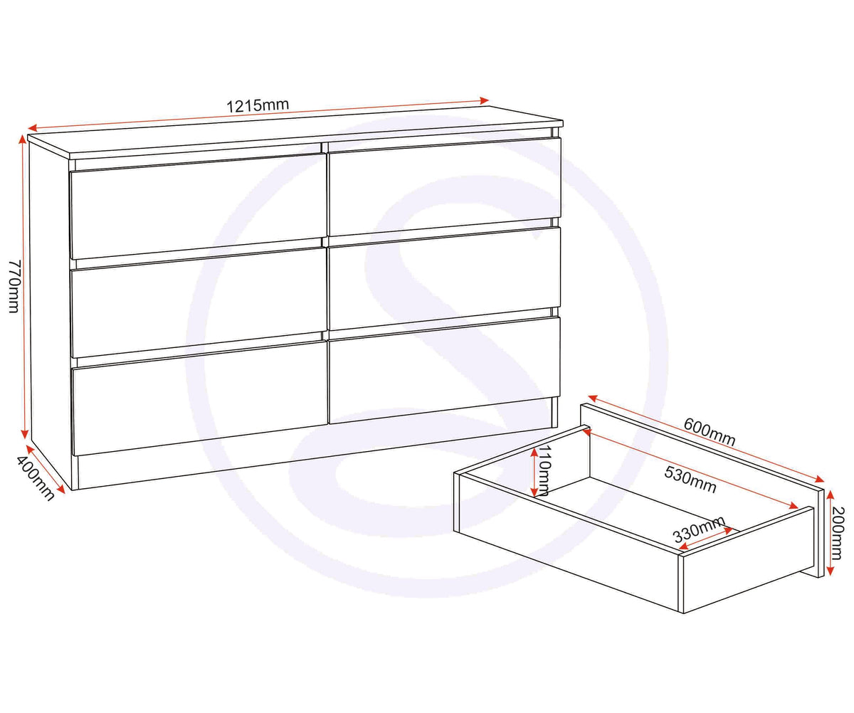 Malvern 6 Drawer Chest - Urban Snow - view 3