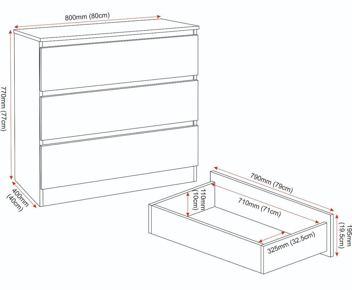 Malvern 3 Drawer Chest - Urban Snow - view 10