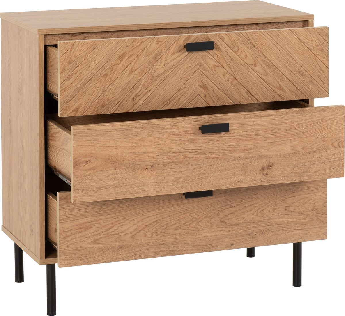 Leon 3 Drawer Chest - Medium Oak Effect - view 10