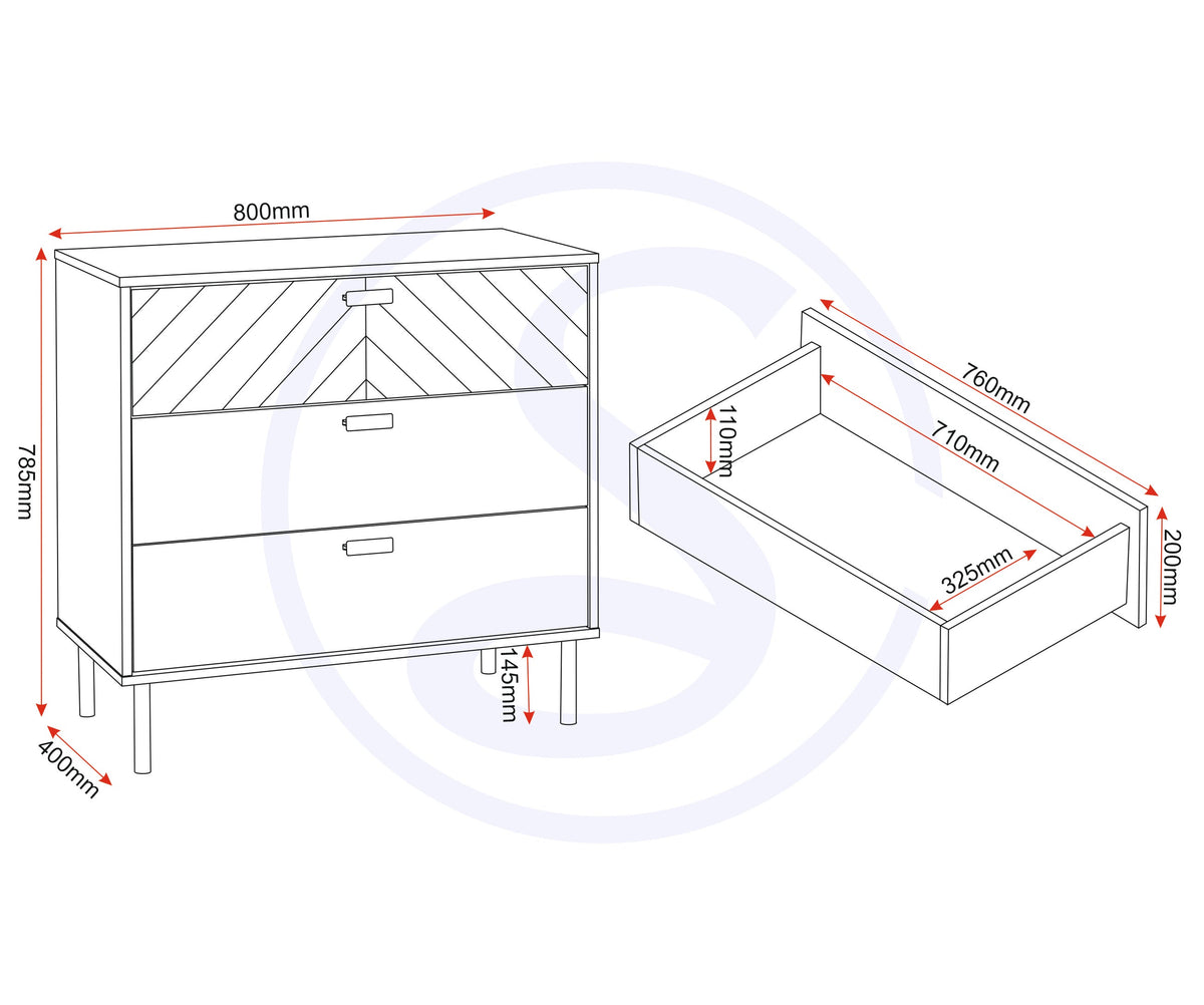 Leon 3 Drawer Chest - Medium Oak Effect - view 4