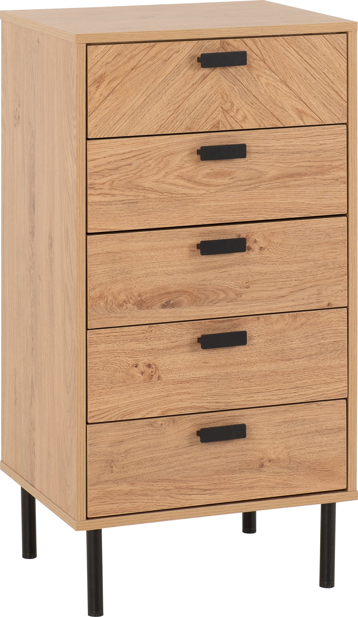 Leon 5 Drawer Narrow Chest - Medium Oak Effect - view 10