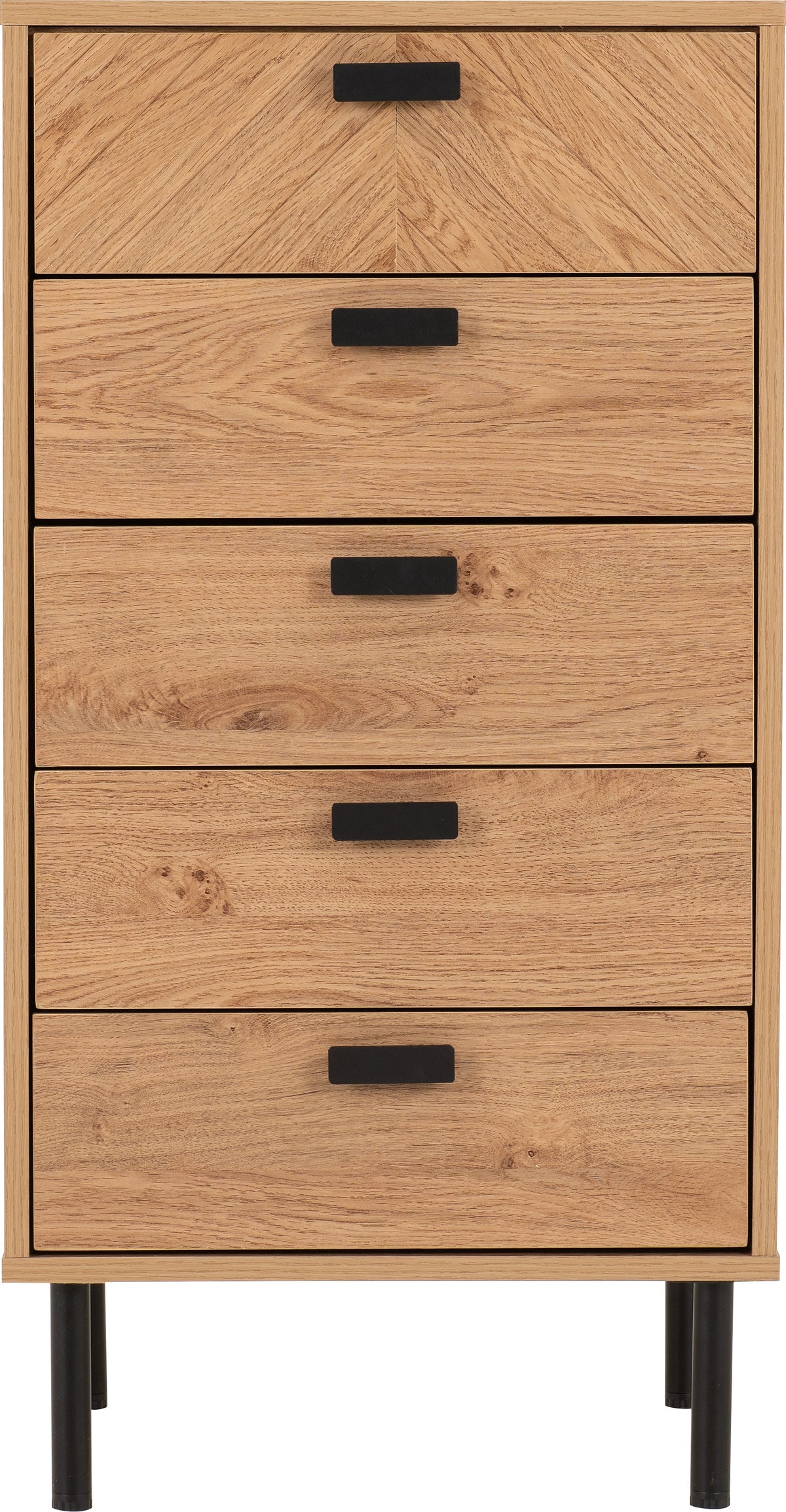 Leon 5 Drawer Narrow Chest - Medium Oak Effect - view 8