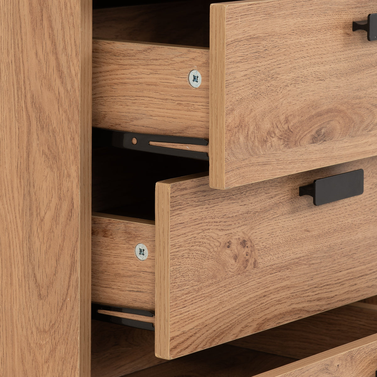 Leon 5 Drawer Narrow Chest - Medium Oak Effect - view 5
