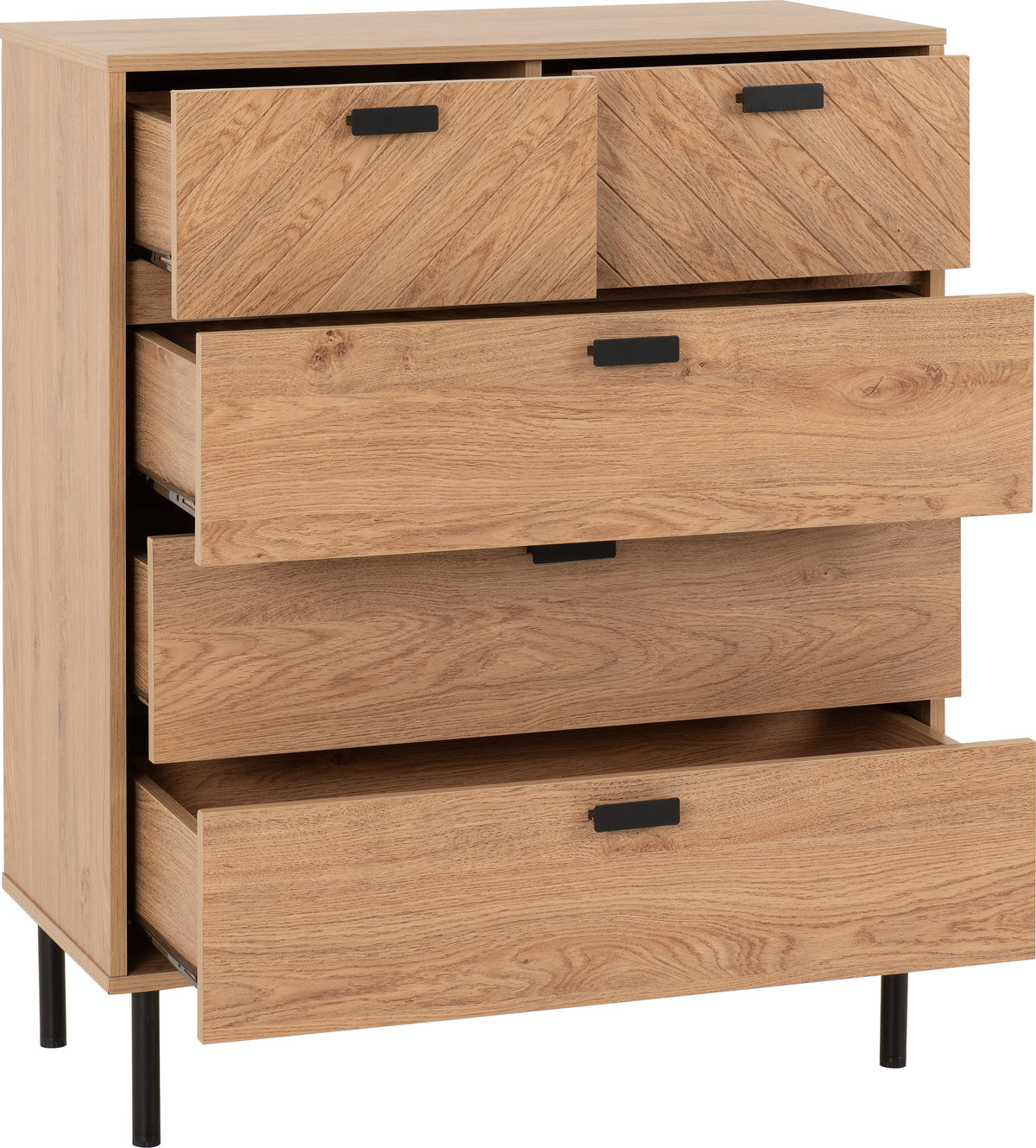 Leon 3+2 Drawer Chest - Medium Oak Effect - view 10