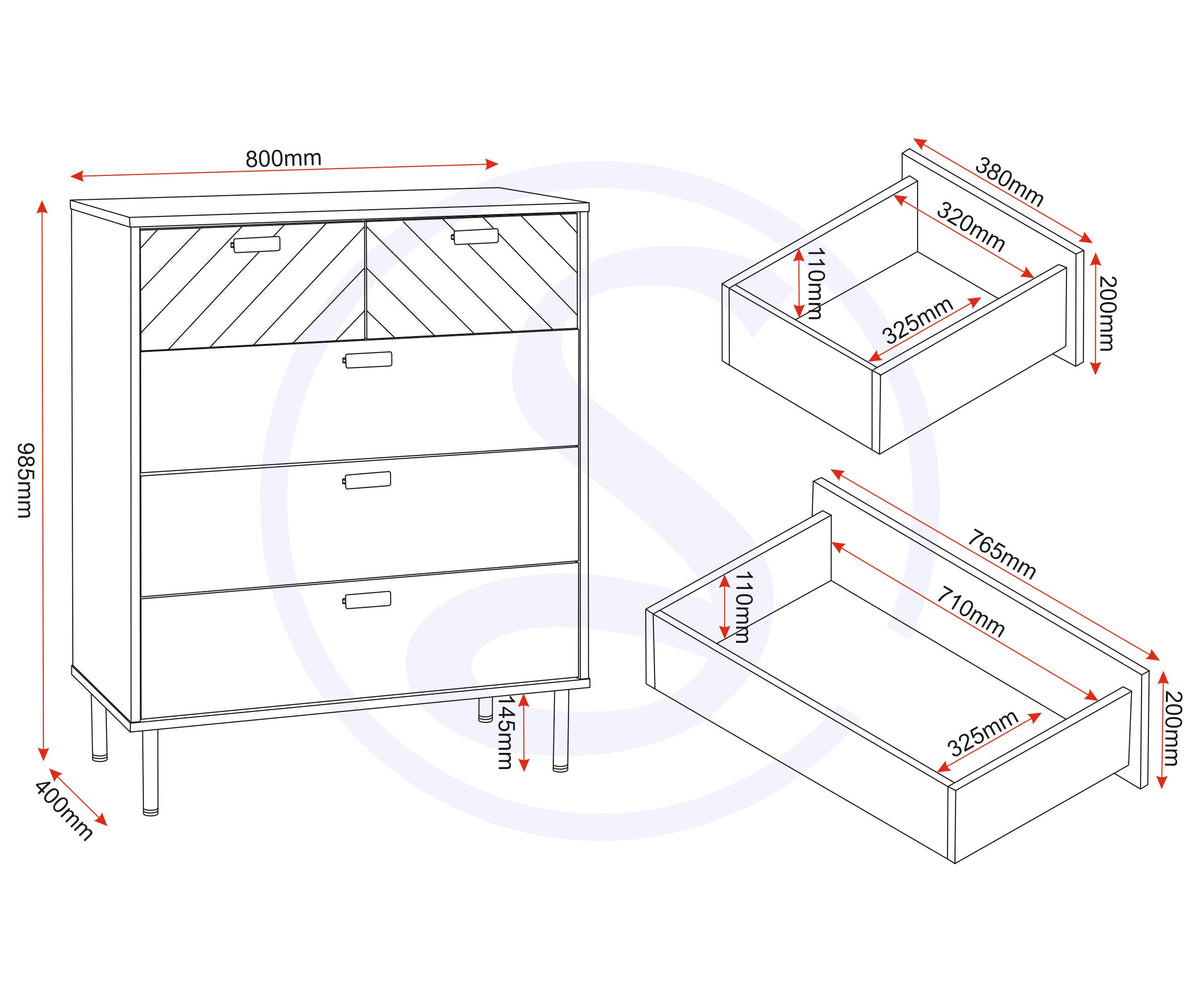 Leon 3+2 Drawer Chest - Medium Oak Effect - view 3