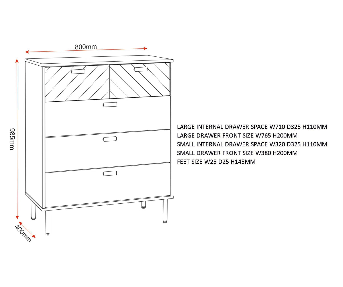 Leon 3+2 Drawer Chest - Medium Oak Effect - view 2