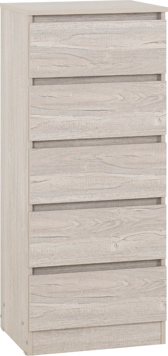 Malvern 5 Drawer Narrow Chest - Urban Snow - view 2