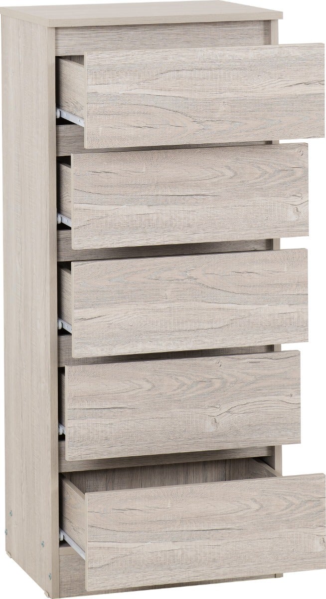Malvern 5 Drawer Narrow Chest - Urban Snow - view 3