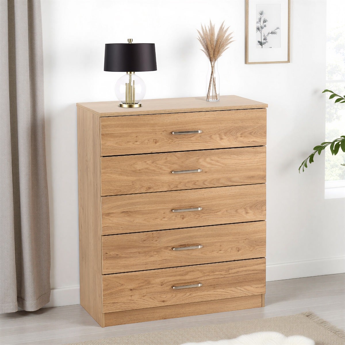 Dakota 5 Drawer Chest - Oak Effect