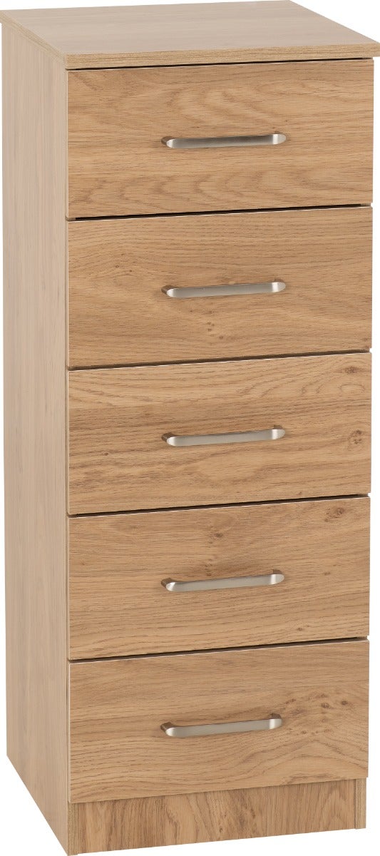 Dakota 5 Drawer Narrow Chest - Oak Effect - view 2