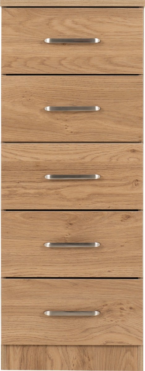 Dakota 5 Drawer Narrow Chest - Oak Effect - view 4
