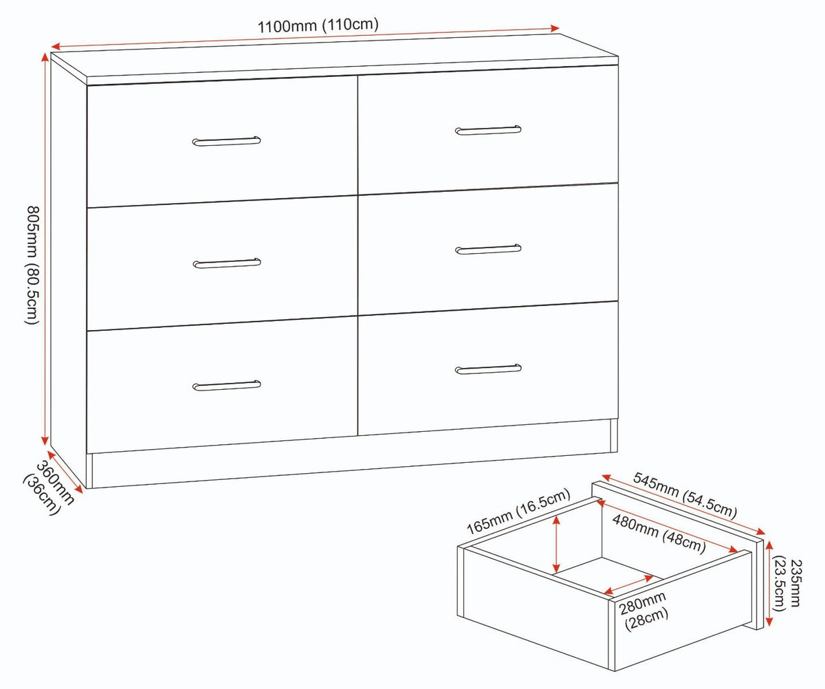 Dakota 6 Drawer Chest - White - view 9