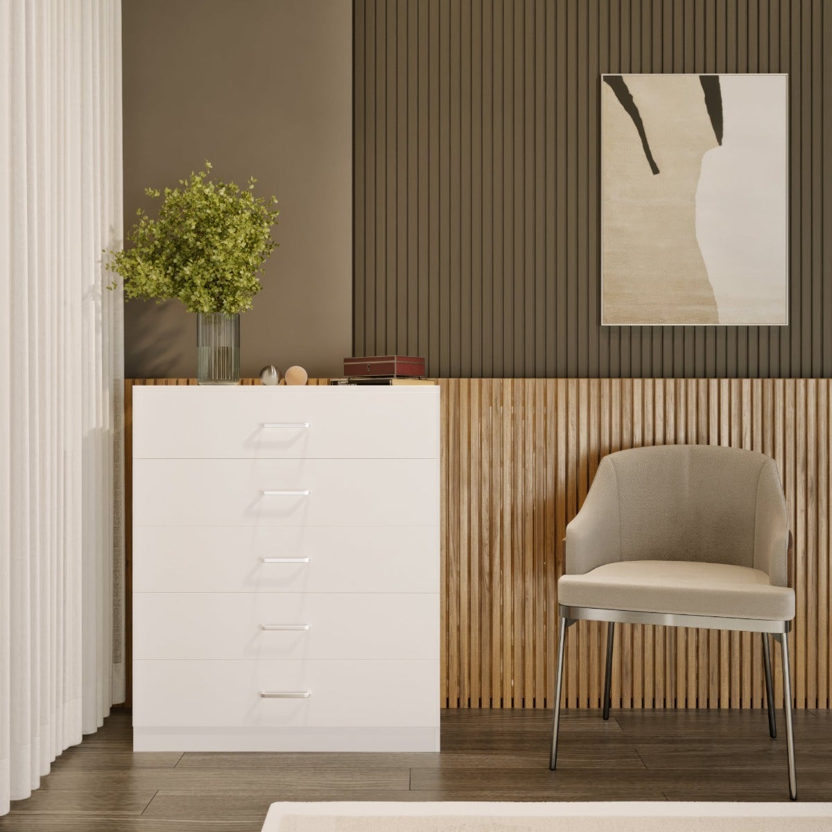 Dakota 5 Drawer Chest - White - view 8