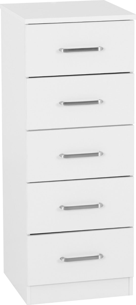 Dakota 5 Drawer Narrow Chest - White - view 2