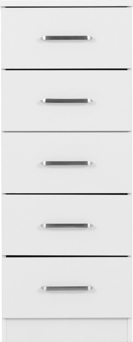 Dakota 5 Drawer Narrow Chest - White - view 4