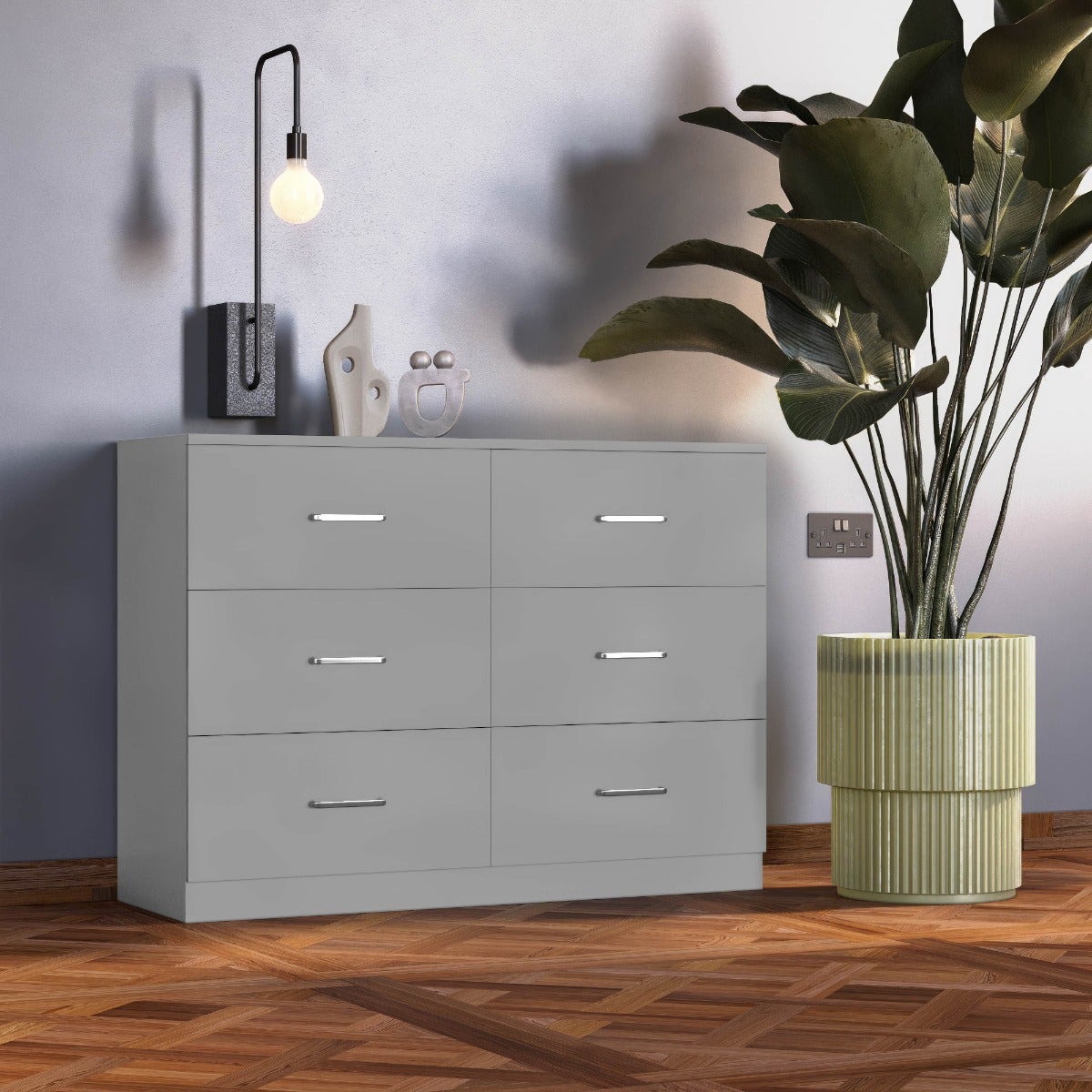 Dakota 6 Drawer Chest - Light Grey - view 8