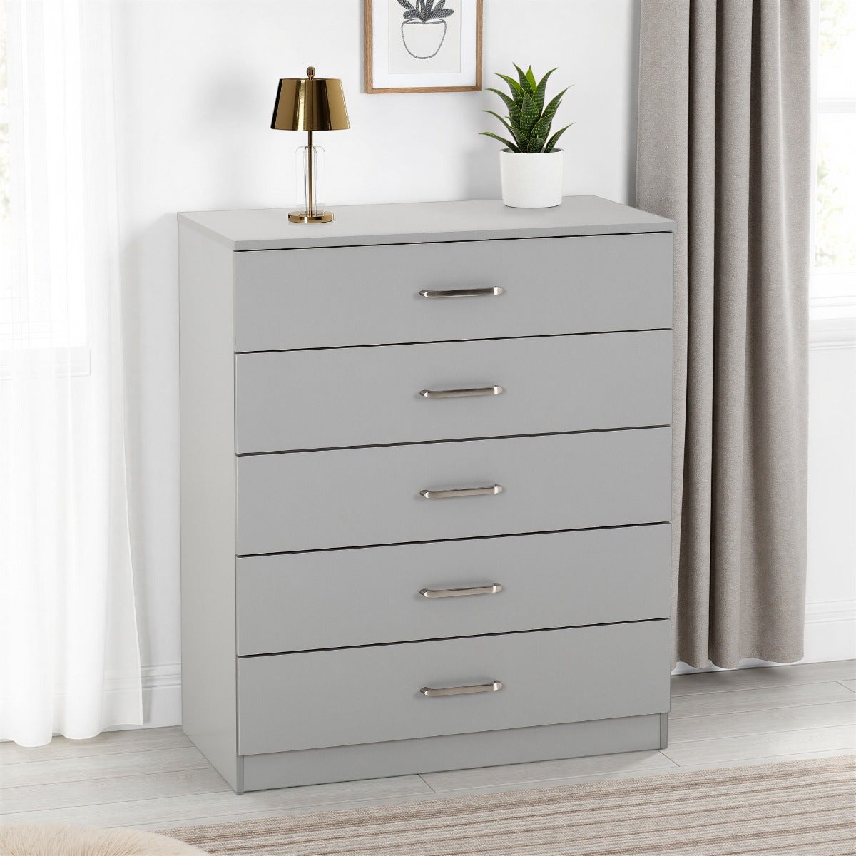 Dakota 5 Drawer Chest - Light Grey