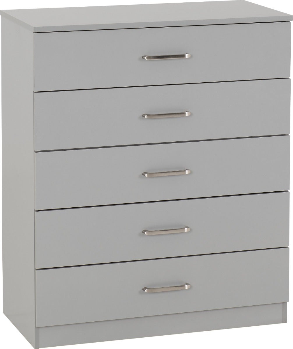 Dakota 5 Drawer Chest - Light Grey - view 2