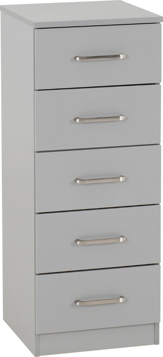 Dakota 5 Drawer Narrow Chest - Light Grey - view 2
