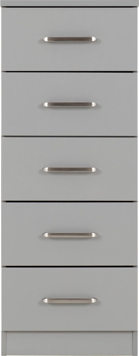Dakota 5 Drawer Narrow Chest - Light Grey - view 4