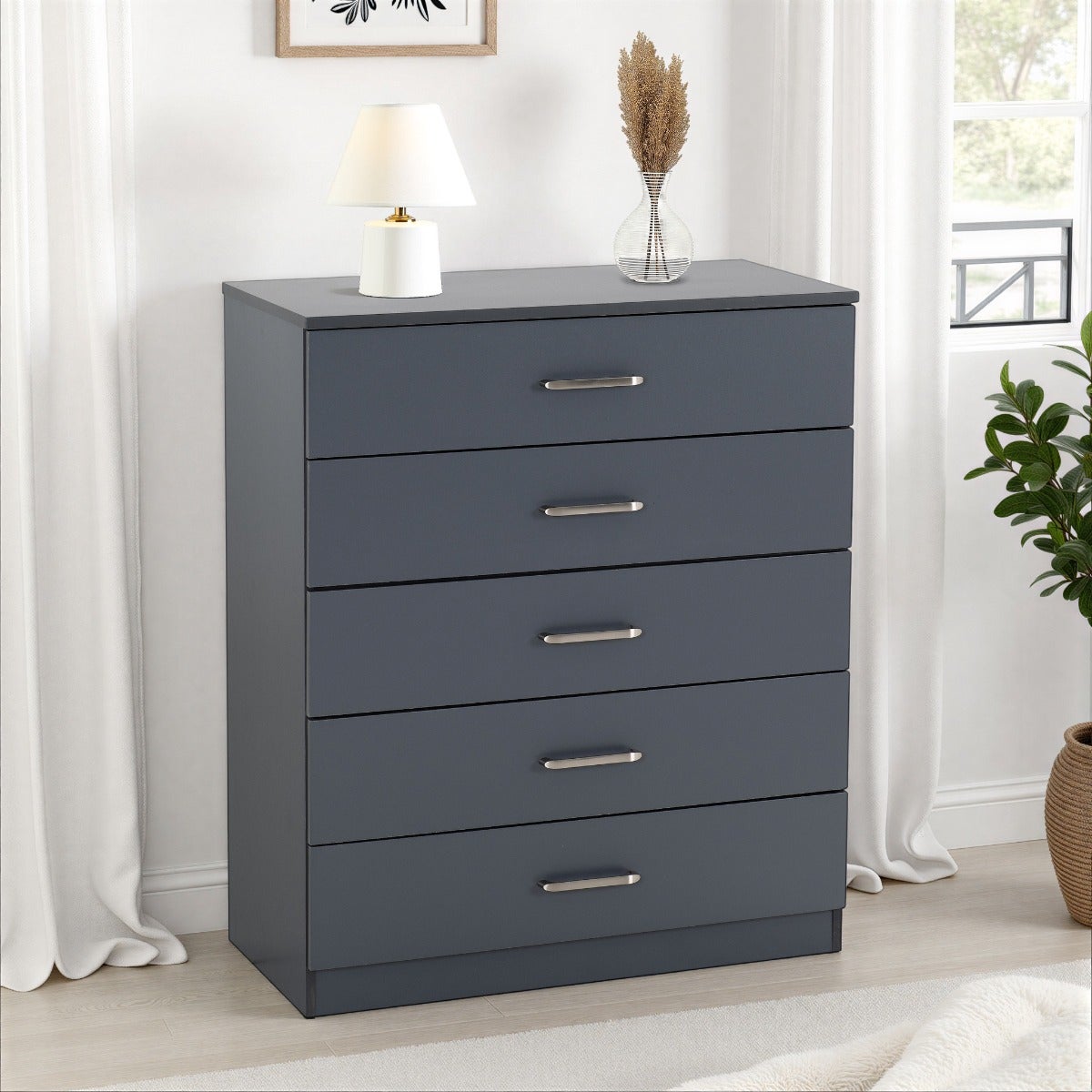 Dakota 5 Drawer Chest - Dark Grey